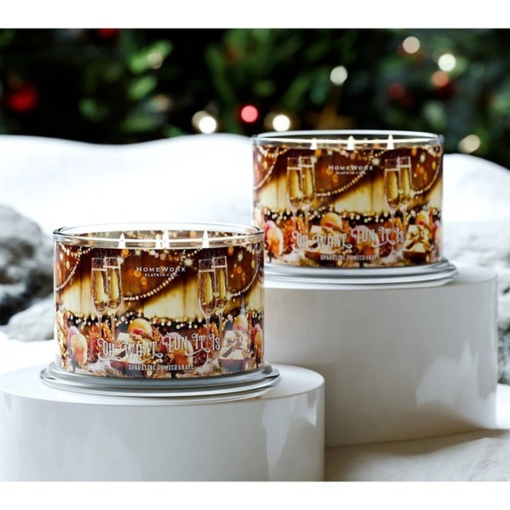HomeWorx by Slatkin + Co 18oz Oh What Fun It Is Candle Set of‎ 2 Champagne